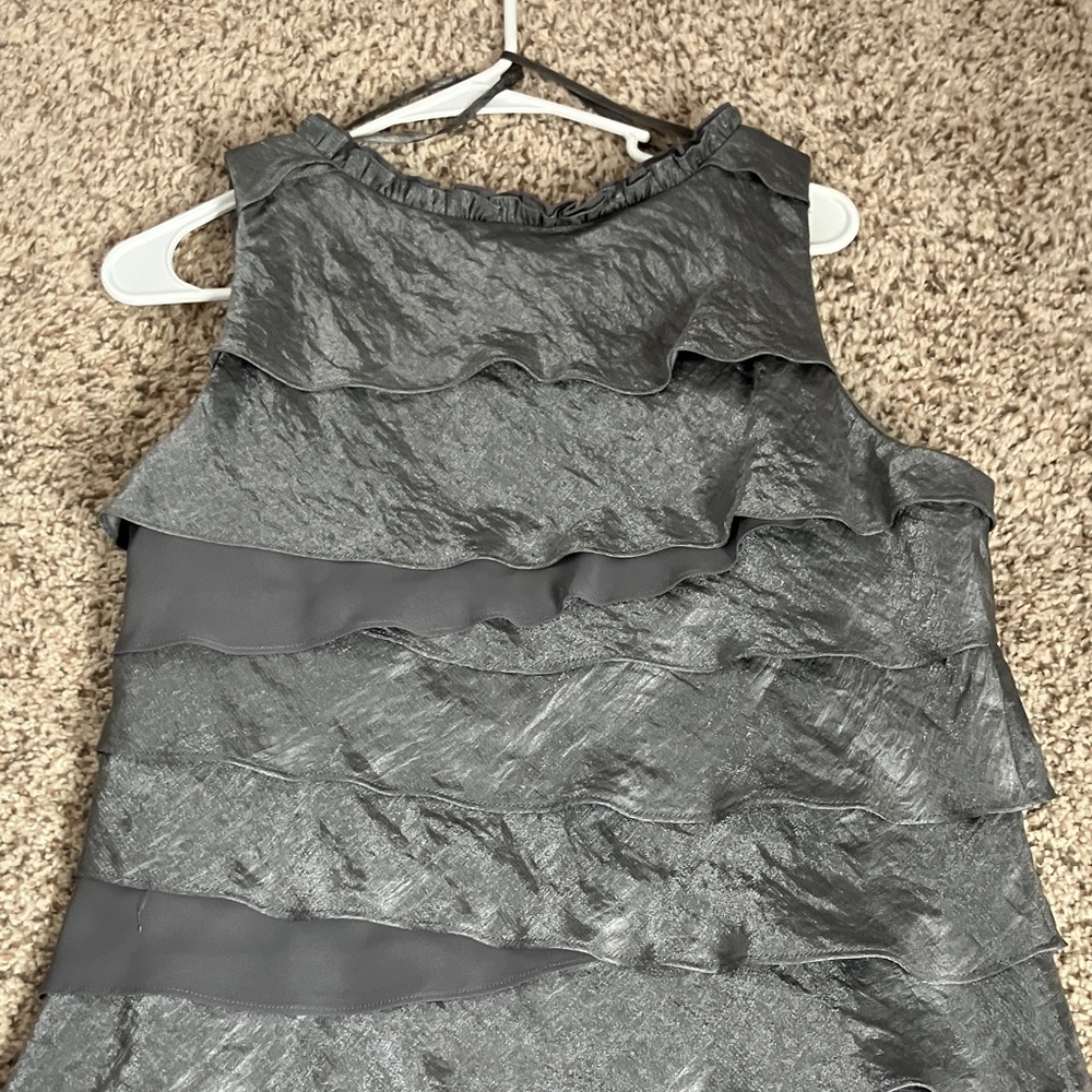 SL Fashions Metallic Gray Embellished Tiered Dress - Picture 9 of 13
